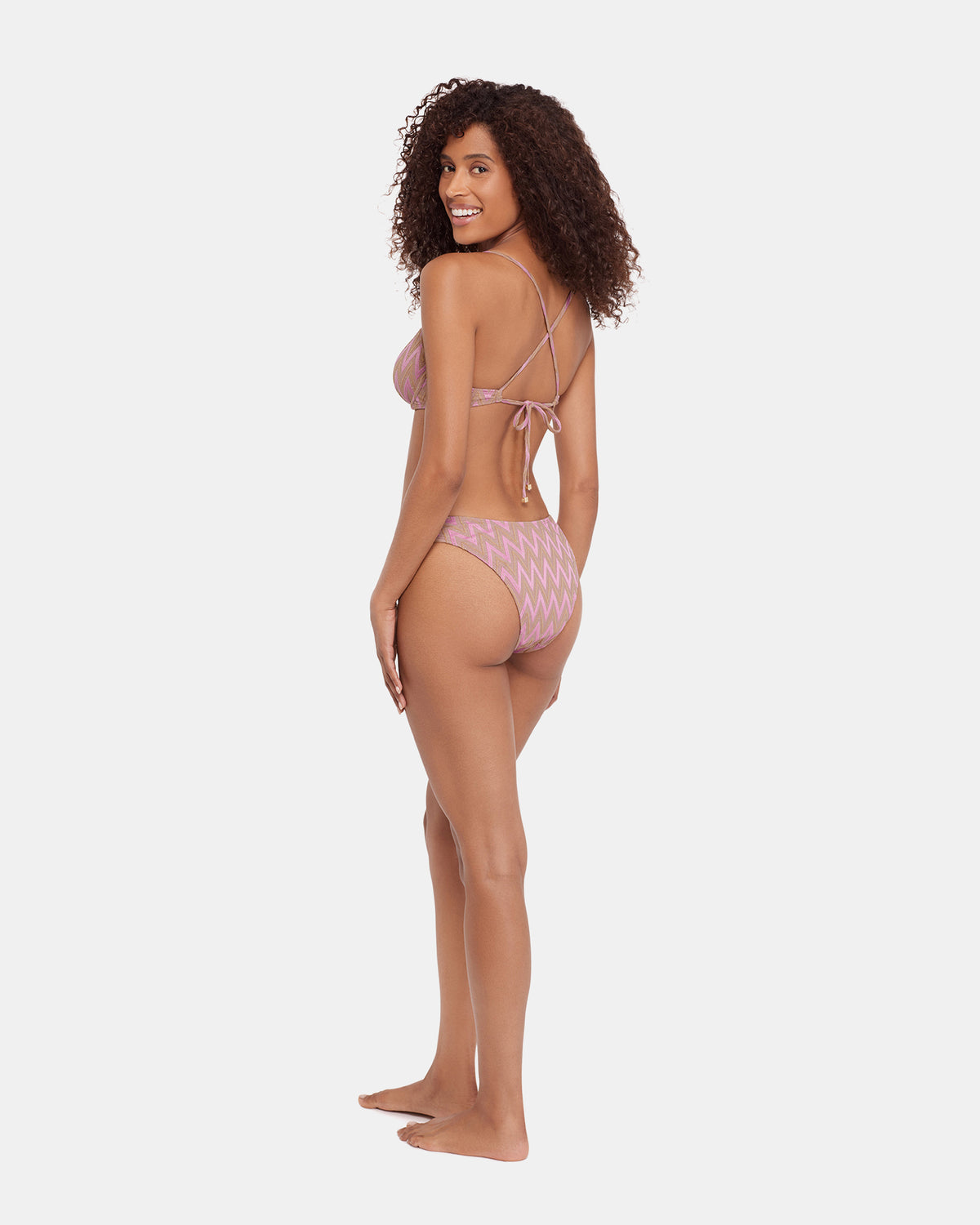 CHEVRON SHINE BIKINI TOP Purple Women's Bikini Top | Steve Madden