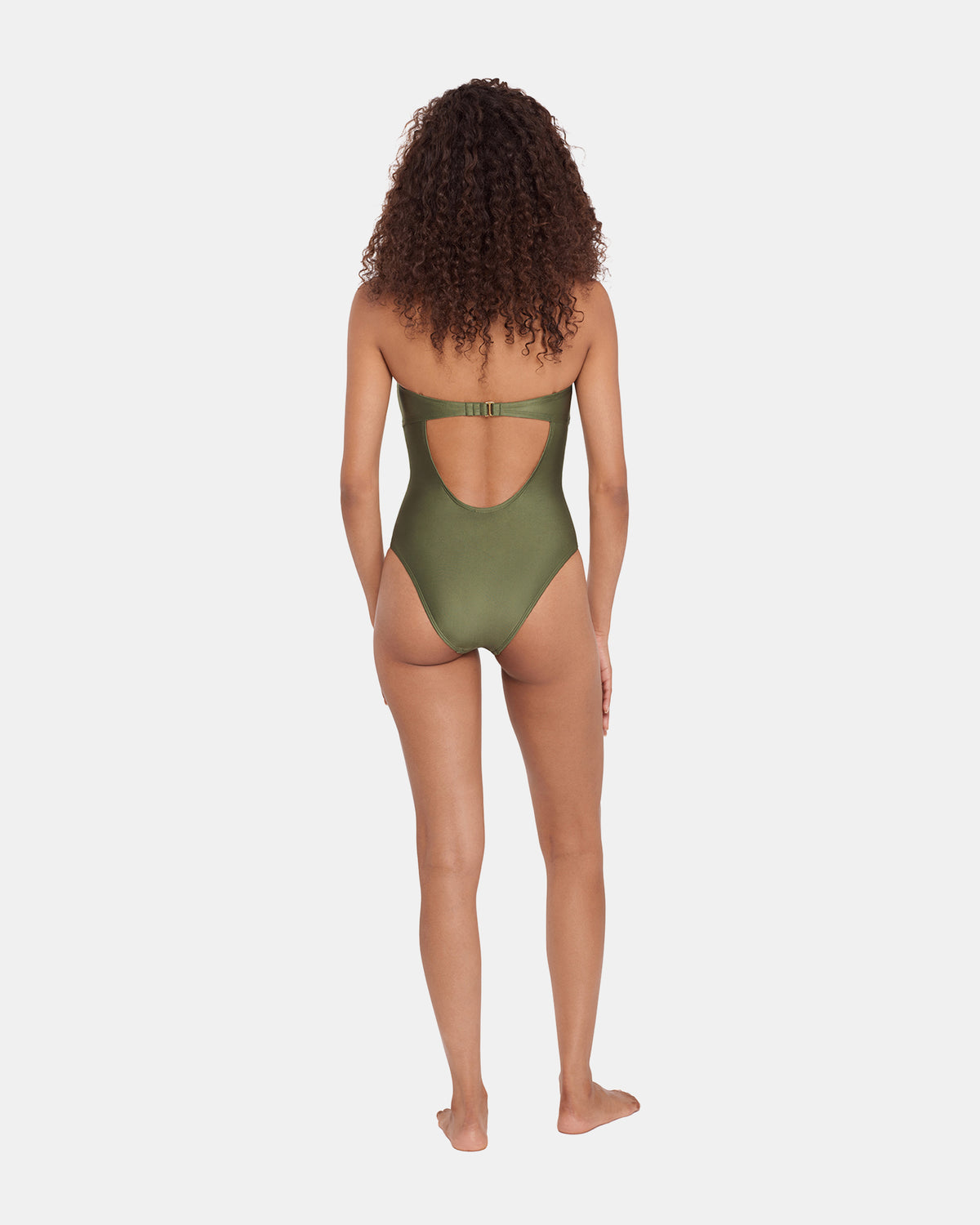 SHINE BRIGHT ONE PIECE SWIMSUIT Olive Women's Bandeau One-Piece Swimsuit | Steve Madden