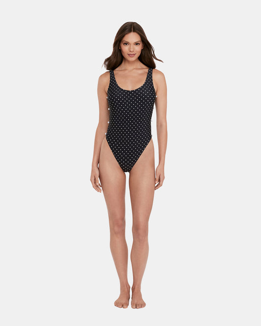 DARLING DOT ONE PIECE SWIMSUIT Black Multi Women's One-Piece Swimsuit | Steve Madden