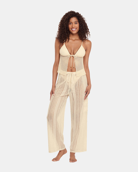CROCHET BIKINI COVER-UP Pearl Crochet Wide-Leg Women's Swim Cover-Up | Steve Madden