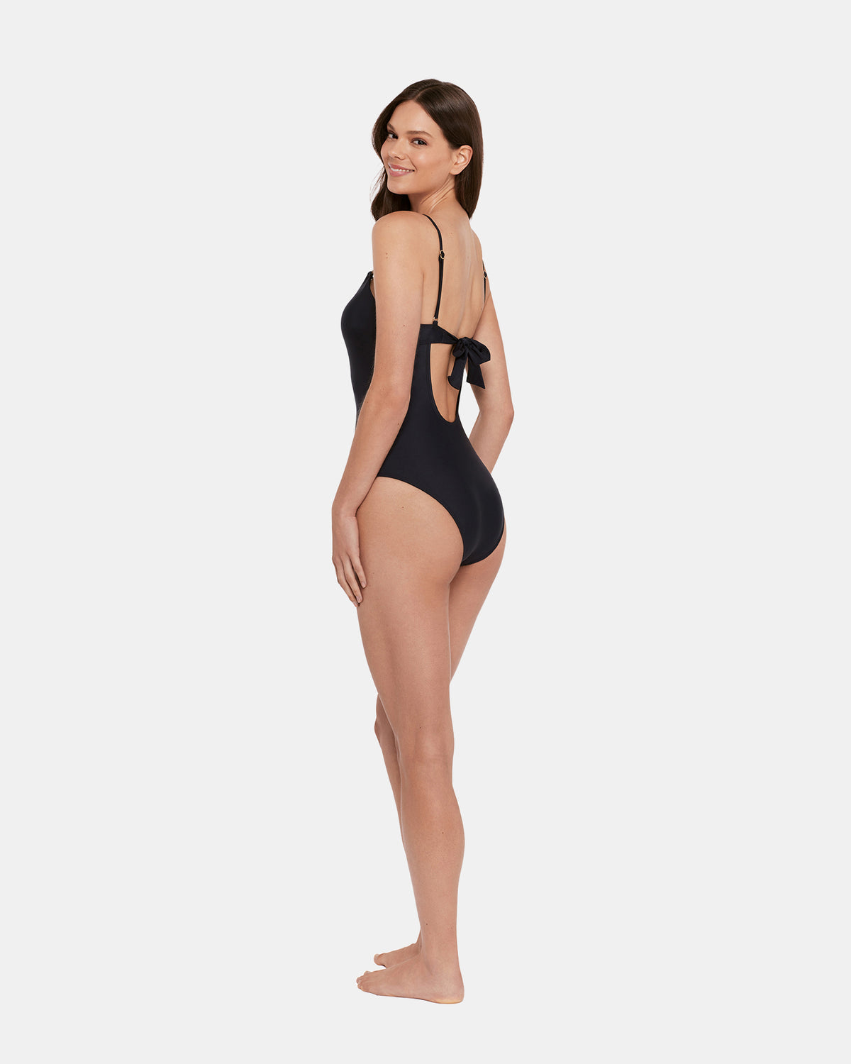 SLEEK 'N CHIC ONE PIECE SWIMSUIT Black Women's One-Piece Swimsuit | Steve Madden