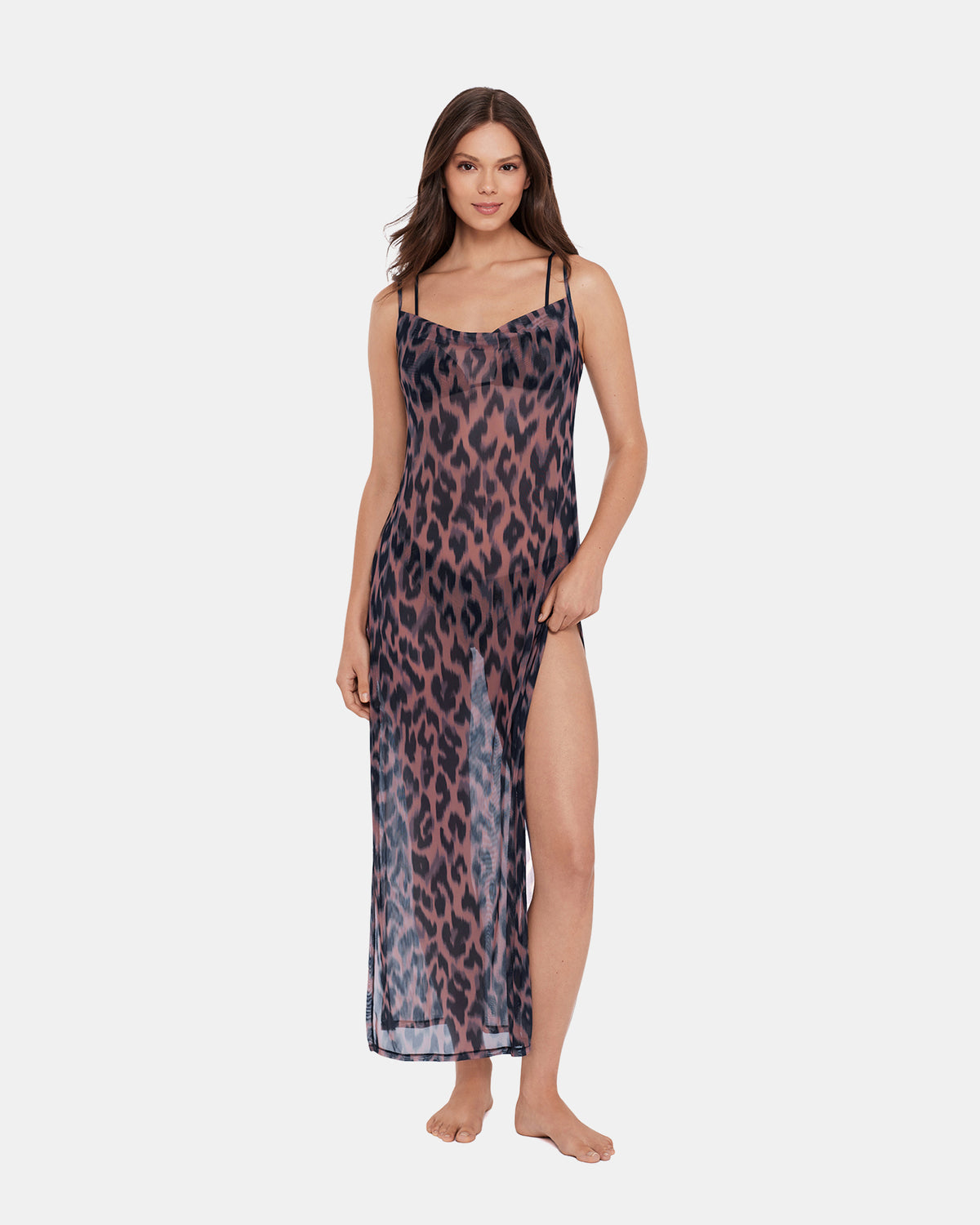 STATIC LEOPARD BIKINI COVER-UP Natural Flowy Mesh Women's Swim Cover-Up | Steve Madden