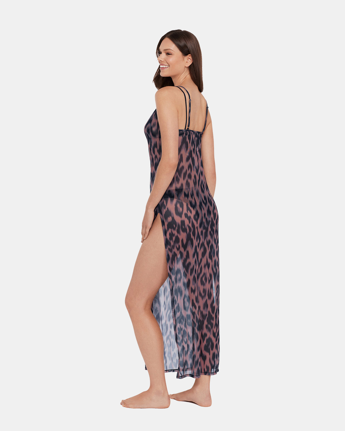 STATIC LEOPARD BIKINI COVER-UP Natural Flowy Mesh Women's Swim Cover-Up | Steve Madden