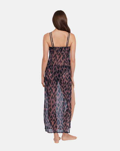 STATIC LEOPARD BIKINI COVER-UP Natural Flowy Mesh Women's Swim Cover-Up | Steve Madden