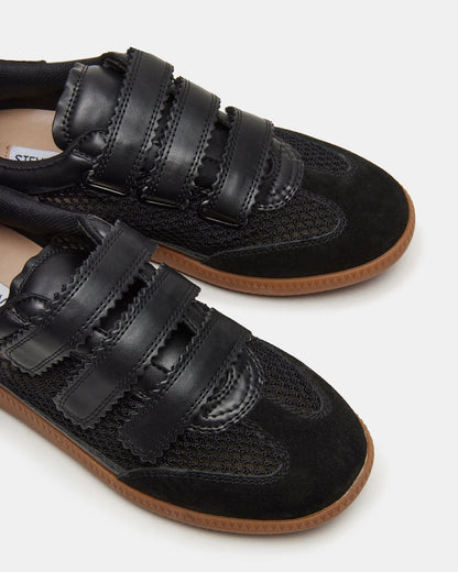 MOMENTUM Mesh Black Women's Velcro Low-Top Sneakers | Steve Madden