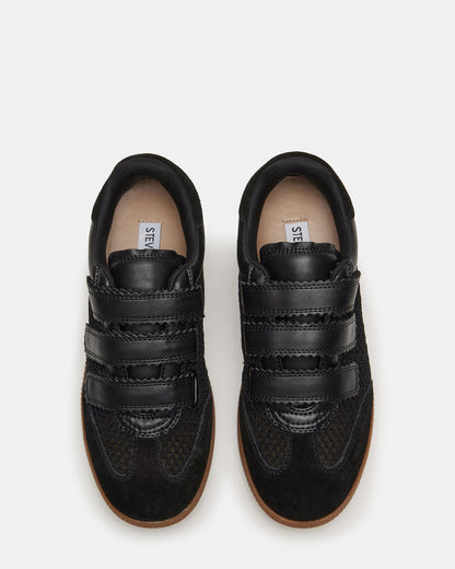 MOMENTUM Mesh Black Women's Velcro Low-Top Sneakers | Steve Madden