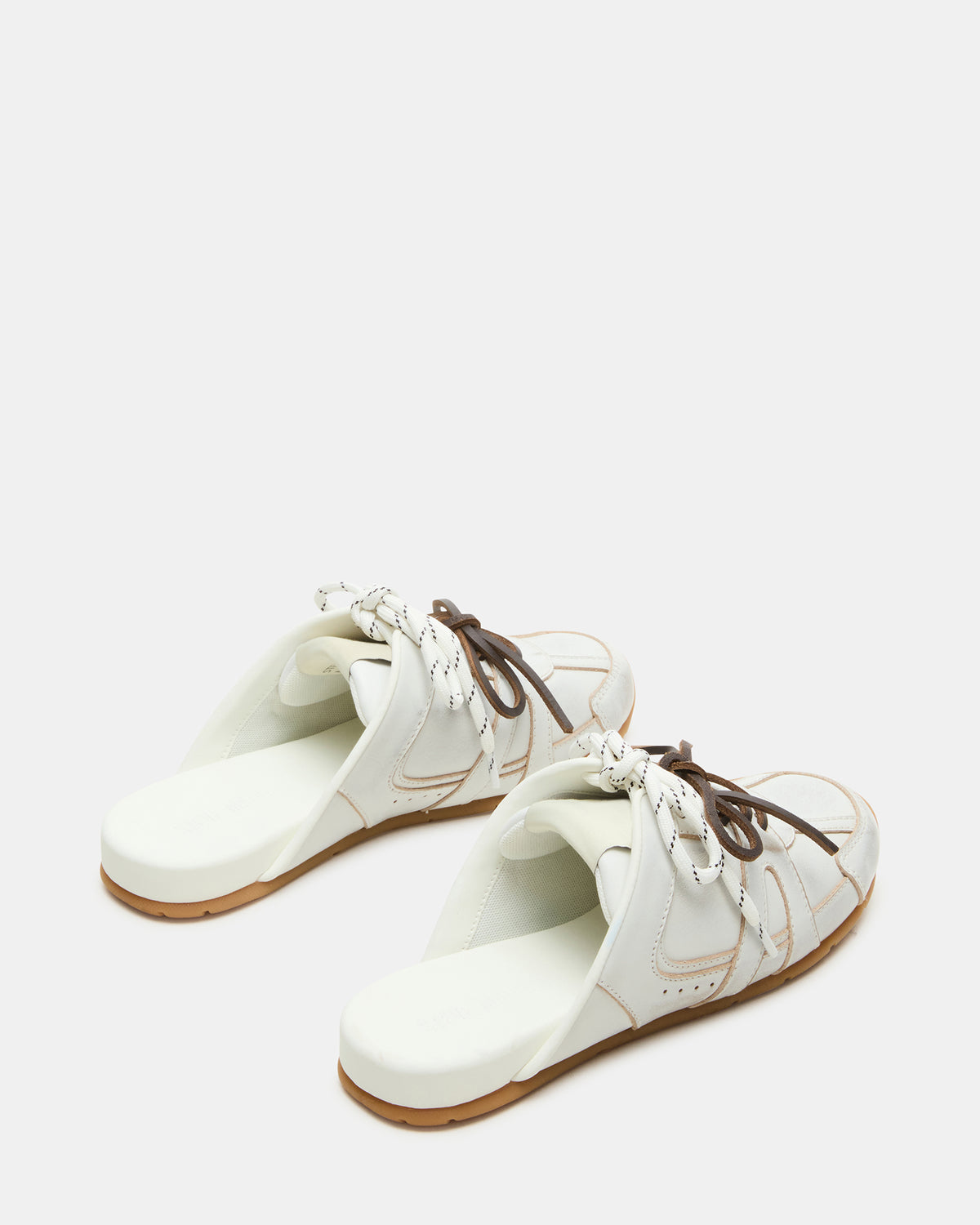 MAYSA White Distressed Women's Low-Top Slip-On Mule Sneakers | Steve Madden