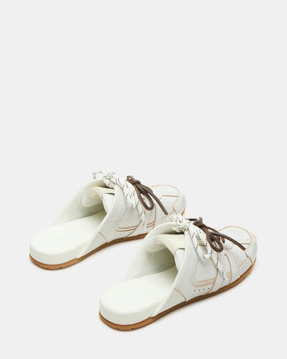 MAYSA White Distressed Women's Low-Top Slip-On Mule Sneakers | Steve Madden