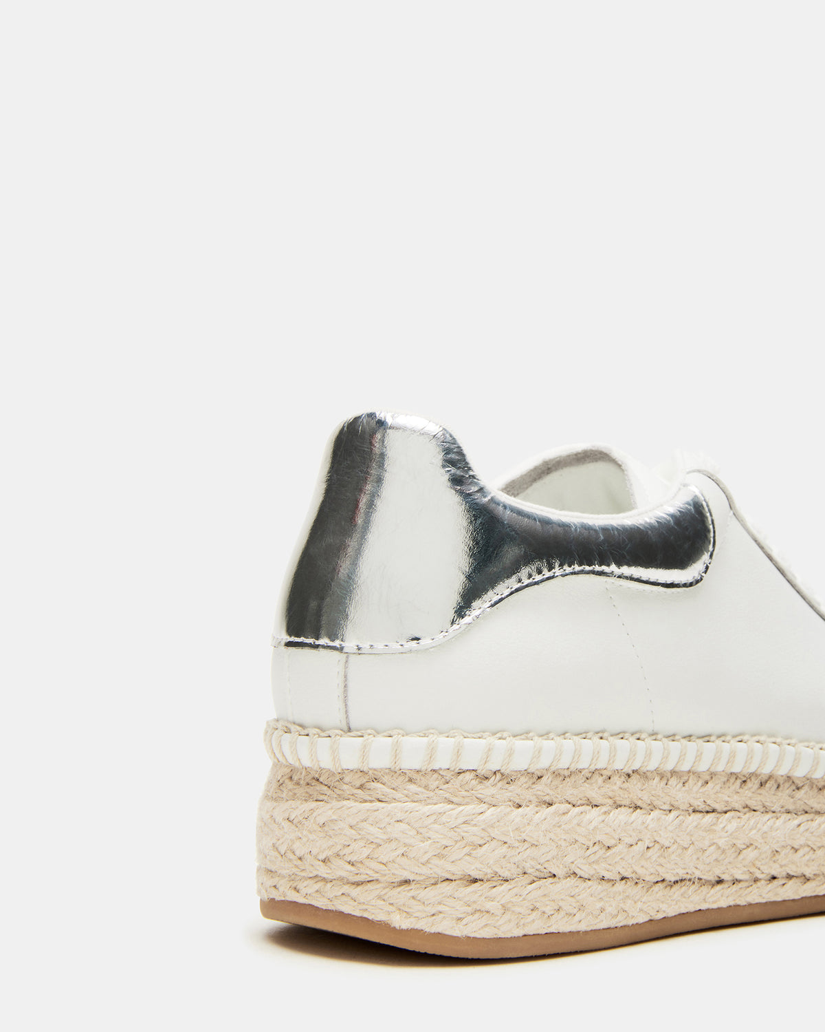 GLANCE White/Silver Espadrille Platform Casual | Women's Sneakers | Steve Madden