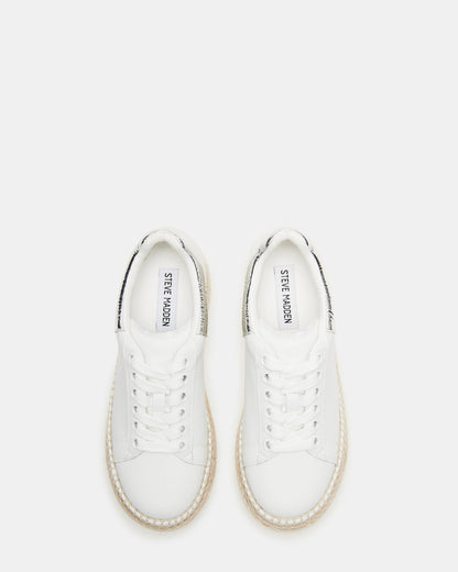 GLANCE White/Silver Espadrille Platform Casual | Women's Sneakers | Steve Madden