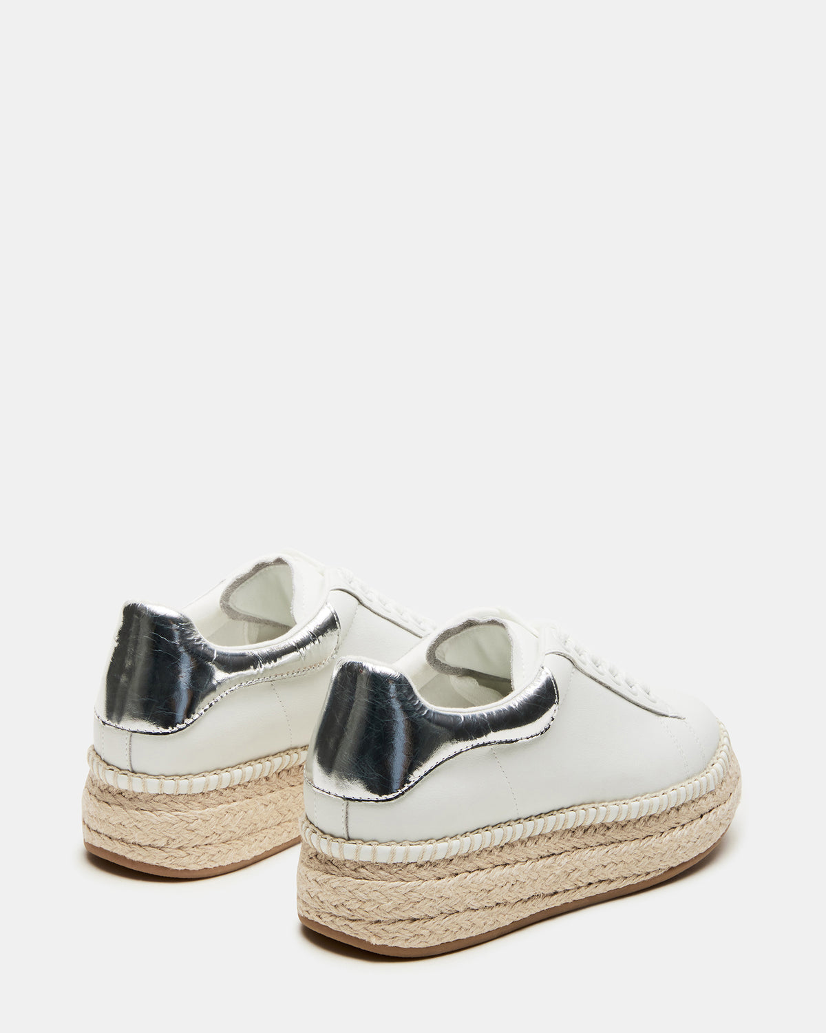 GLANCE White/Silver Espadrille Platform Casual | Women's Sneakers | Steve Madden