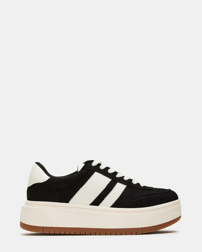 NINJA White/Black Women's Lace-Up Platform Sneaker | Steve Madden
