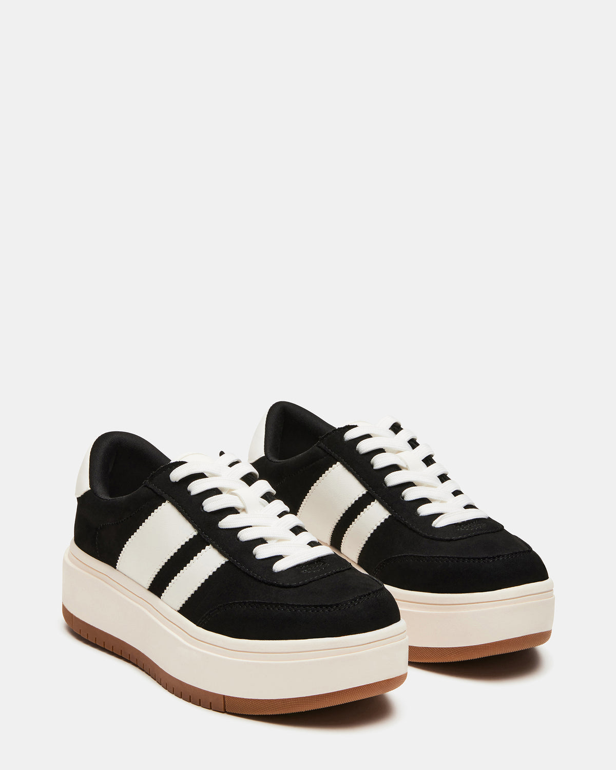 NINJA White/Black Women's Lace-Up Platform Sneaker | Steve Madden