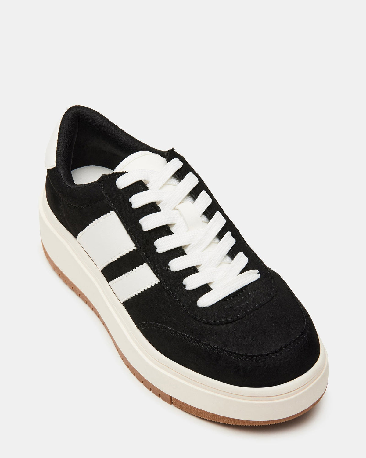NINJA White/Black Women's Lace-Up Platform Sneaker | Steve Madden