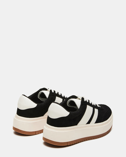 NINJA White/Black Women's Lace-Up Platform Sneaker | Steve Madden