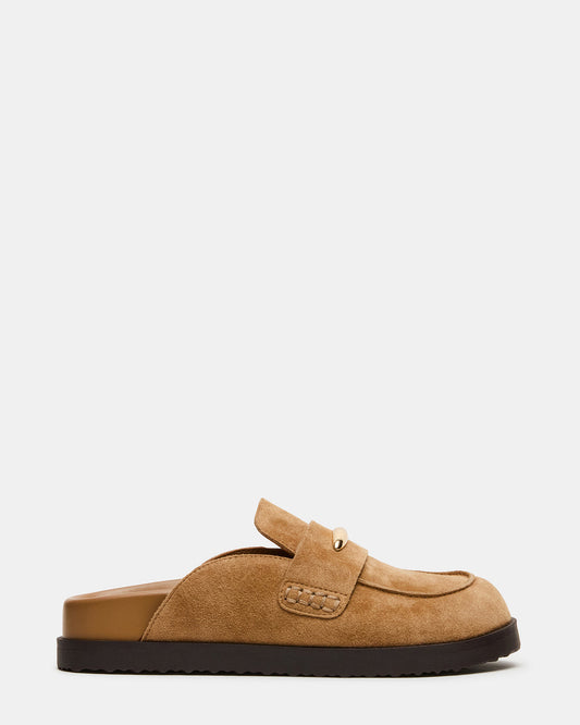 TOBIN Chestnut Suede Slip-On Mule Women's Flat | Steve Madden