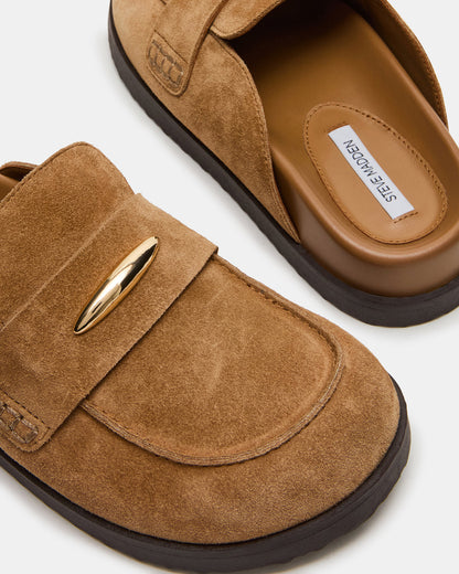 TOBIN Chestnut Suede Slip-On Mule Women's Flat | Steve Madden