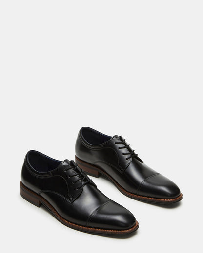 HASEN Black Leather Men's Lace-Up Dress Shoe | Steve Madden