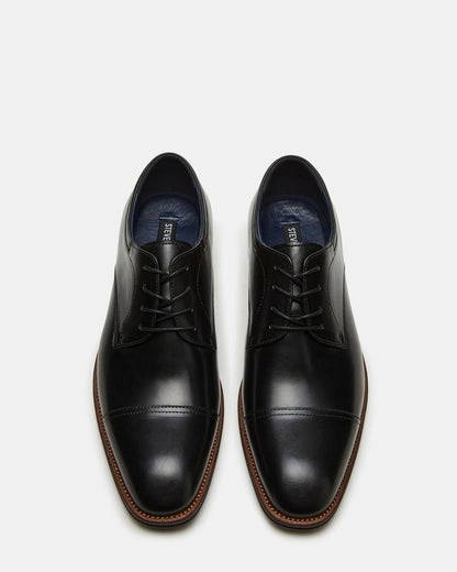 HASEN Black Leather Men's Lace-Up Dress Shoe | Steve Madden